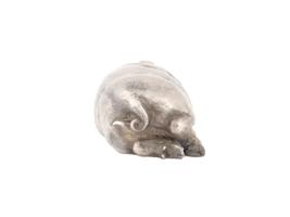 RUSSIAN SILVER FIGURE OF PIG WITH RUBY STONE EYES