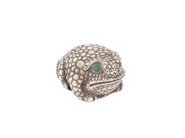 RUSSIAN 84 SILVER FROG FIGURINE WITH EMERALD EYES