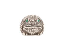 RUSSIAN 84 SILVER FROG FIGURINE WITH EMERALD EYES