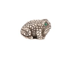 RUSSIAN 84 SILVER FROG FIGURINE WITH EMERALD EYES