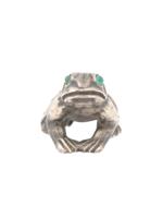 RUSSIAN SILVER FIGURE OF FROG WITH EMERALD EYES