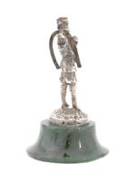 RUSSIAN SILVER ON JADE BASE FIGURE OF VILLAGE MAN