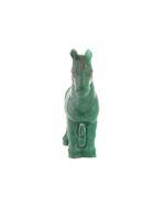 RUSSIAN CARVED HARD STONE FIGURE OF HORSE W RUBY EYES