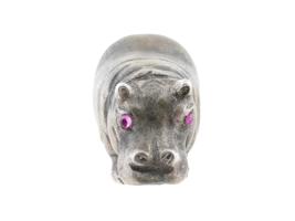 RUSSIAN SILVER FIGURE OF A HIPPO WITH RUBY EYES