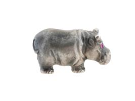 RUSSIAN SILVER FIGURE OF A HIPPO WITH RUBY EYES