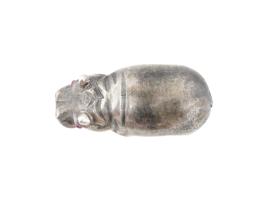 RUSSIAN SILVER FIGURE OF A HIPPO WITH RUBY EYES