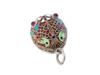 RUSSIAN SILVER CLOISONNE ENAMEL EGG PENDANT W GEMSTONES PIC-1