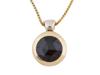 ITALIAN 18K GOLD 925 SILVER NECKLACE W GARNET PENDANT PIC-1