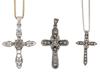 VINTAGE STERLING SILVER MARCASITE CROSS NECKLACES PIC-0