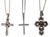 VINTAGE SILVER MARCASITE CROSS PENDANTS WITH CHAINS PIC-2
