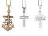 LOT OF VINTAGE 925 STERLING SILVER CROSS NECKLACES PIC-0
