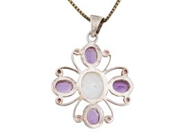 STERLING SILVER AMETHYSTS AND MOON STONE PENDANT