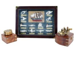 3 VINTAGE NAUTICAL KNOTS WALL DECOR SEXTANT COMPASS