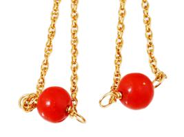 14K GOLD AND CORAL NECKLACE AND MATCHING EARRINGS