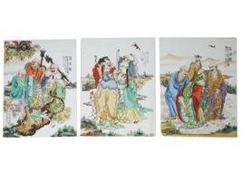 CHINESE REPUBLIC HAND PAINTED PORCELAIN TILES