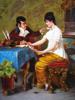 ANTIQUE OIL PAINTING COUPLE SIGNED BY THE ARTIST PIC-1