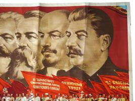 RUSSIAN SOVIET ERA LENIN STALIN PROPAGANDA POSTER