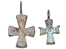 ANCIENT BYZANTINE BRONZE CROSS PENDANTS