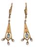 RUSSIAN GOLD ENAMEL DIAMOND SAPPHIRE PEARL EARRINGS PIC-2