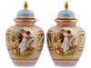 ROYAL VIENNA MANNER COVERED PORCELAIN URN VASES PIC-3