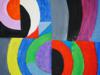 FRENCH OIL PAINTING IN THE MANNER OF SONIA DELAUNAY PIC-1