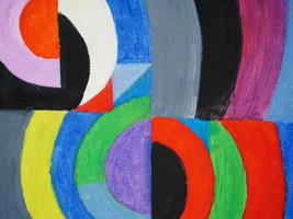 FRENCH OIL PAINTING IN THE MANNER OF SONIA DELAUNAY