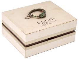 ITALIAN GUCCI SILVER ENAMEL TIGER BANGLE BRACELET