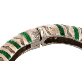 ITALIAN GUCCI SILVER ENAMEL TIGER BANGLE BRACELET