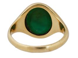 ANTIQUE VICTORIAN INTAGLIO 18K GOLD CHALCEDONY RING