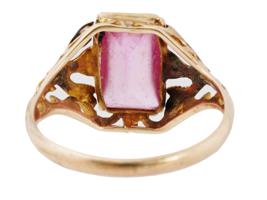 ANTIQUE 10K YELLOW GOLD PINK SAPPHIRE COCKTAIL RING