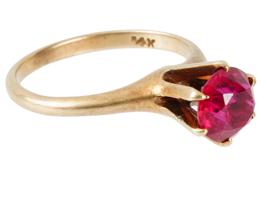 ANTIQUE 14K YELLOW GOLD RUBY COCKTAIL RING