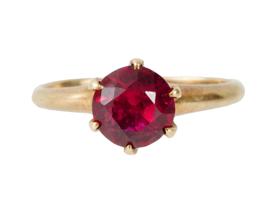 ANTIQUE 14K YELLOW GOLD RUBY COCKTAIL RING