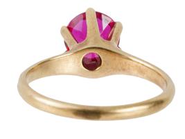 ANTIQUE 14K YELLOW GOLD RUBY COCKTAIL RING