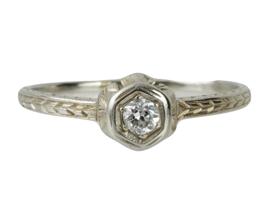 ANTIQUE BELAIS 18K WHITE GOLD DIAMOND WEDDING RING