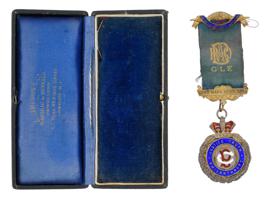 ENGLISH MASONIC GLE SILVER AND ENAMEL MEDAL IOB