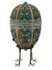 LARGE RUSSIAN SILVER ENAMEL EGG W GEMSTONES ON STAND PIC-3