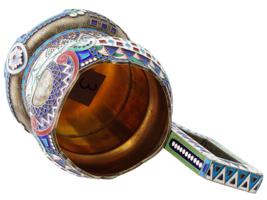 RUSSIAN 88 SILVER ENAMEL KOVSH FORM GLASS HOLDER