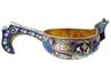 RUSSIAN GILT SILVER CLOISONNE ENAMEL KOVSH LADLE PIC-1