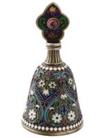 RUSSIAN 84 SILVER CLOISONNE ENAMEL PERFUME BOTTLE