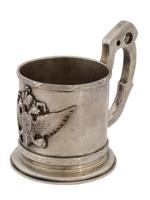 RUSSIAN 84 SILVER MILITARY CUP HOLDER WITH EAGLE