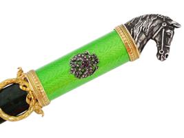 RUSSIAN SILVER ENAMEL JADE GEMSTONE LETTER OPENER