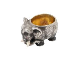 RUSSIAN SILVER ELEPHANT SALT CELLAR WITH RUBY EYES