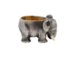 RUSSIAN SILVER ELEPHANT SALT CELLAR WITH RUBY EYES