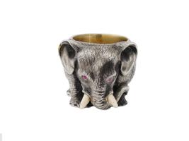 RUSSIAN SILVER ELEPHANT SALT CELLAR WITH RUBY EYES