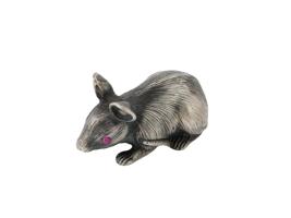 RUSSIAN 84 SILVER FIGURE OF A MOUSE W RUBY EYES