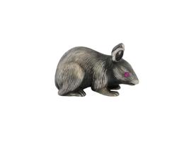 RUSSIAN 84 SILVER FIGURE OF A MOUSE W RUBY EYES