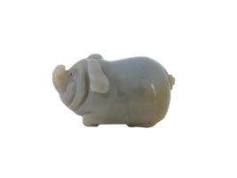 RUSSIAN HAND CARVED AGATE RUBY EYES PIG FIGURINE