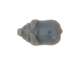 RUSSIAN HAND CARVED AGATE RUBY EYES PIG FIGURINE