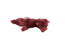 RUSSIAN CARVED RED JASPER GREYHOUND FIGURE W RUBY EYES