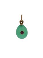 RUSSIAN 14K GOLD AND JADE WITH RUBY EGG PENDANT